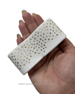 FITA GORGURÃO FOIL ESTRELA WHITE COM 3 METROS - comprar online