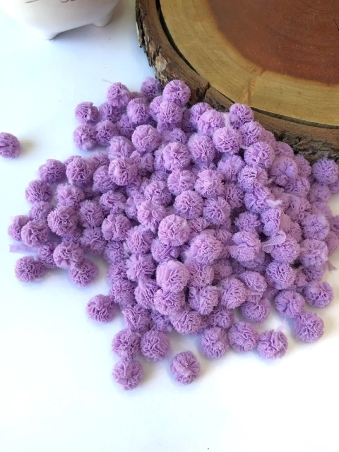 POMPONS DE MALHA 1,5CM LILÁS (10 UNIDADES)