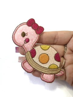 APLIQUE TERMOCOLANTE TARTARUGA ROSA TAM G 9X5CM UNIDADE - loja online