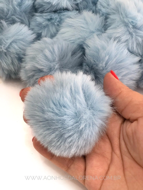 POMPOM DE PELUCIA 6CM AZUL BB UNIDADE