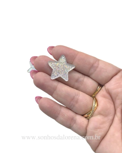 APLIQUE ACRILICO ESTRELA NATALINA PRATA 2,5CM 02 UNIDADES - comprar online