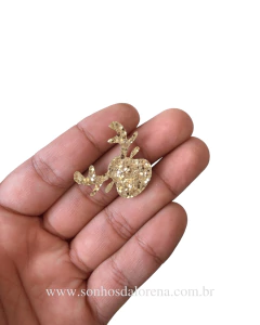 APLIQUE RENA NATALINA DE LONITA FLOCADA DOURADA 3CM X 2,5CM COM 02 UNIDADES - comprar online