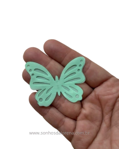 BORBOLETA VAZADA VERDE AGUA 4CM COM 02 UNIDADES - comprar online