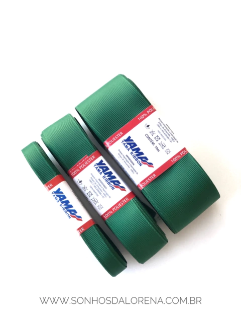 FITA GORGURÃO LISO YAMA COR 587 FOREST GREEN COM 10 METROS