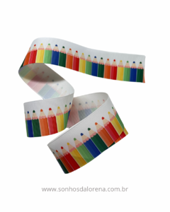 FITA GORGURÃO ESTAMPADA LÁPIS COLORIDO COM 3 METROS (38MM) na internet