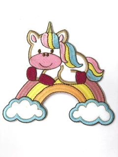 APLIQUE TERMOCOLANTE UNICORNIO NO ARCO-IRÍS TAM G 10,6X11CM UNIDADE - Sonhos da Lorena