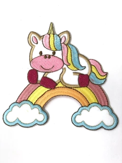 APLIQUE TERMOCOLANTE UNICORNIO NO ARCO-IRÍS TAM G 10,6X11CM UNIDADE - Sonhos da Lorena