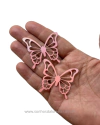 BORBOLETA DE LONITA ROSA HOLOGRAFICA 4CM COM 02 UNIDADES