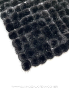 POMPONS ACHATADINHOS DE PELUCIA 2,5CM PRETO 2 UNIDADES