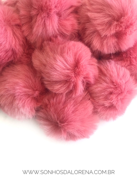 POMPOM DE PELUCIA 7CM ROSA MACARRON GRANDÃO UNIDADE