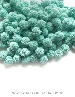 POMPONS DE MALHA 1,5CM VERDE ÁGUA (10 UNIDADES)