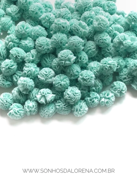 POMPONS DE MALHA 1,5CM VERDE ÁGUA (10 UNIDADES)