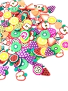APLIQUE DE FIMO FRUTINHAS COM 2CM KIT COM 10 UNIDADES VARIADAS