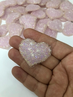 APLIQUE CRISTALIZADO CORAÇÃO 4CM LILÁS KIT 02 UNIDADES