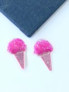 APLIQUE SORVETE CRISTAL 6CM ROSA COM CRISTAIS PINK UNIDADE