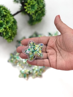 APLIQUE ESTRELA CRISTAL TRANSPARENTE VERDE COM 2 UNIDADES - comprar online