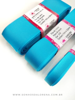 FITA GORGURÃO LISO SANDING COR 218 AZUL CAPRI COM 10 METROS - Sonhos da Lorena