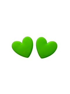 APLIQUE EMBORRACHADO CORAÇÃO VERDE NEON (2 UNIDADES)