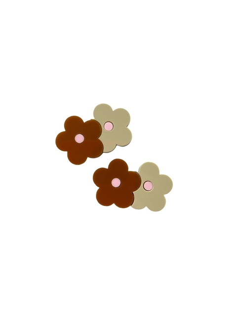 FLOR DE ACRILICO OUTONO / INVERNO MARROM E BEGE COM 2 UNIDADES