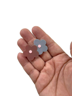 FLOR DE ACRILICO OUTONO / INVERNO MARROM E CINZA COM 2 UNIDADES - comprar online