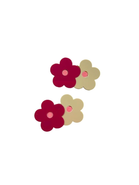 FLOR DE ACRILICO OUTONO / INVERNO ROSA E BEGE COM 2 UNIDADES