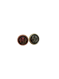 APLIQUE/BOTÃO METAL BRASÃO 22MM DOURADO COM PRETO ( 2 UNIDADES) - loja online