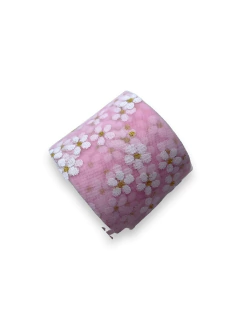 TULE FLOR COM MIOLO DOURADO 60MM ROSA (2 METROS)