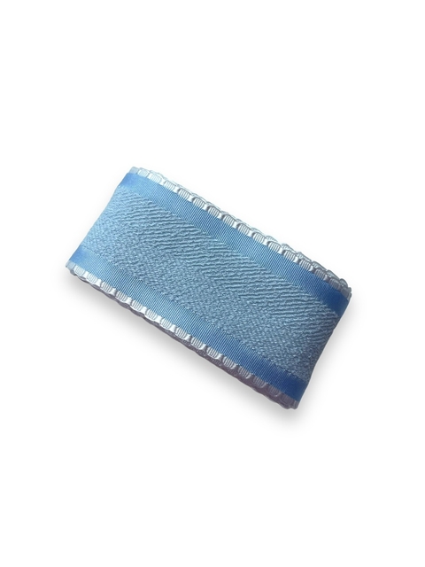 FITA BORDADA COM BABADINHO 38MM AZUL CANDY (2 METROS)