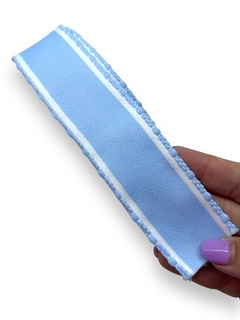FITA TECIDO ESPECIAL COM BORDA POMPOM 38MM AZUL (2 METROS) - comprar online