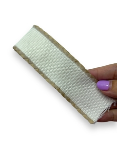 FITA QUADRICULADA COM BORDA MARROM 38MM OFF WHITE (2 METROS) - comprar online