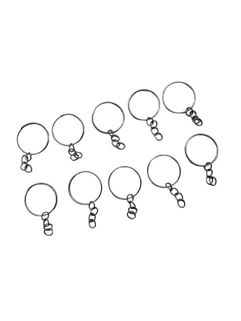 ARGOLA DE FERRO COM CORRENTE PRATA 21MM IDEAL PARA LEMBRANCINHA 10 UNIDADES