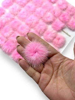 POMPONS ACHATADINHOS DE PELUCIA 4,5CM ROSA AZALEIA 2 UNIDADES - comprar online