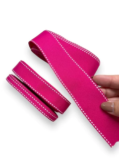 FITA PESPONTADA YAMA ROSA AZALEIA COM PESPONTO BRANCO KIT COM 5 METROS ( 187 AZALEIA) - comprar online