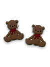 APLIQUE EMBORRACHADO URSO CAFÉ LAÇO GRAVATA VERMELHO 3CM (2 UNIDADES)