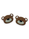 APLIQUE EMBORRACHADO URSO PERFIL CAFÉ OLHINHOS FECHADOS 3CM (2 UNIDADES)