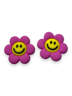 APLIQUE EMBORRACHADO FLOR EMOJI PINK 3CM (2 UNIDADES)