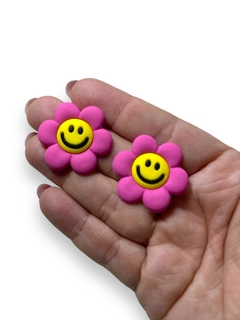 APLIQUE EMBORRACHADO FLOR EMOJI PINK 3CM (2 UNIDADES) - comprar online