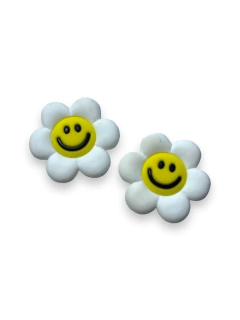 APLIQUE EMBORRACHADO FLOR EMOJI BRANCO 3CM (2 UNIDADES) - loja online