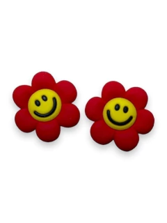 APLIQUE EMBORRACHADO FLOR EMOJI VERMELHO 3CM (2 UNIDADES)