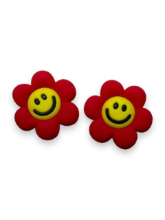 APLIQUE EMBORRACHADO FLOR EMOJI VERMELHO 3CM (2 UNIDADES) - loja online