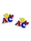 APLIQUE EMBORRACHADO ABC TONS ESCOLARES COM LAÇO VERMELHO (2 UNIDADES)