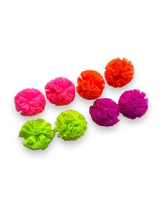 POMPOM DE MALHA MISTO NEON 2,5CM (8 UNIDADES)