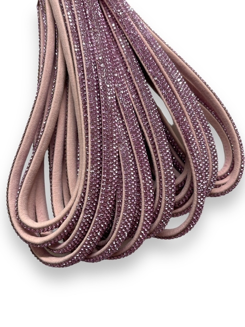 MEIA CANA DE STRASS ROSA CLARO 8MM (1 METRO)