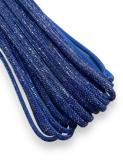 MEIA CANA DE STRASS AZUL ROYAL 8MM (1 METRO)