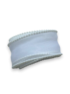 FITA ORGANZA COM BORDA DE PEROLAS 40MM (1 METRO)