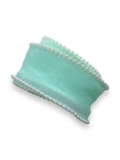 FITA ORGANZA COM BORDA DE PEROLAS 40MM (1 METRO) - loja online