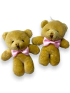 APLIQUE PELUCIA URSINHO BEGE COM LAÇO ROSA 8CM (2 UNIDADES)