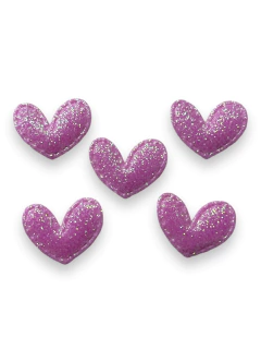 APLIQUE CORAÇÃO GLITTER 2,5CM ROSA BALÉ (10 UNIDADES)