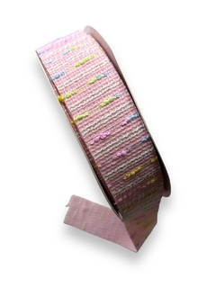 FITA TWEED TRABALHADA COM FIOS CANDY 38MM (METRO) na internet