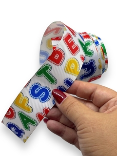 FITA GORGURÃO ESTAMPADA ALFABETO COM PESPONTO COM 3 METROS (38MM) - comprar online